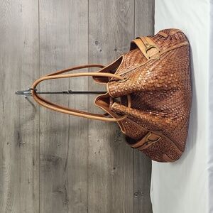 🔥🔥🔥PRICE DROP!!   Large Cole Haan Genevieve Brown Woven Leather Shoulder Bag